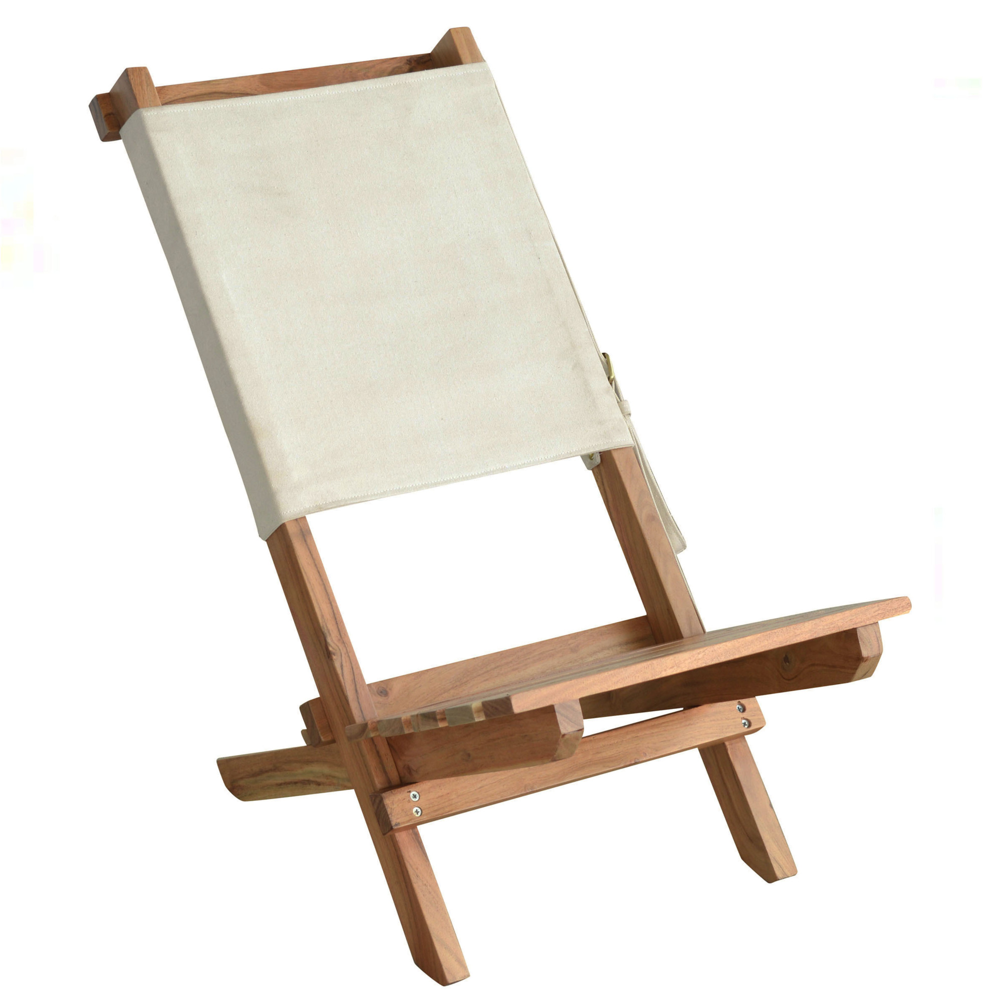 AmeriHome Acacia and Canvas Folding Chair, Model# AWFC